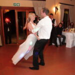 Bride and groom dancing