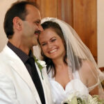 Bride and groom in church
