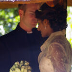 Bride and groom contemplate marriage