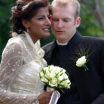 Bride and groom in private moment