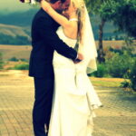 Bride and groom kiss after ceremony