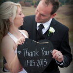 Bride and groom thank their guests