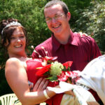 Bride celebrating with best man