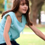 Portrait of a young girl in playground