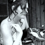 Bride posing ahead of wedding in black and white shot