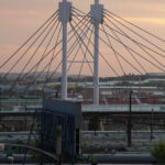 Trains at Nelson Mandela Bridge in Johannesburg